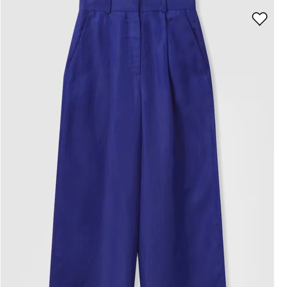 COS Bright Blue High-Waisted Wide-Leg Trousers - Picture 1 of 4